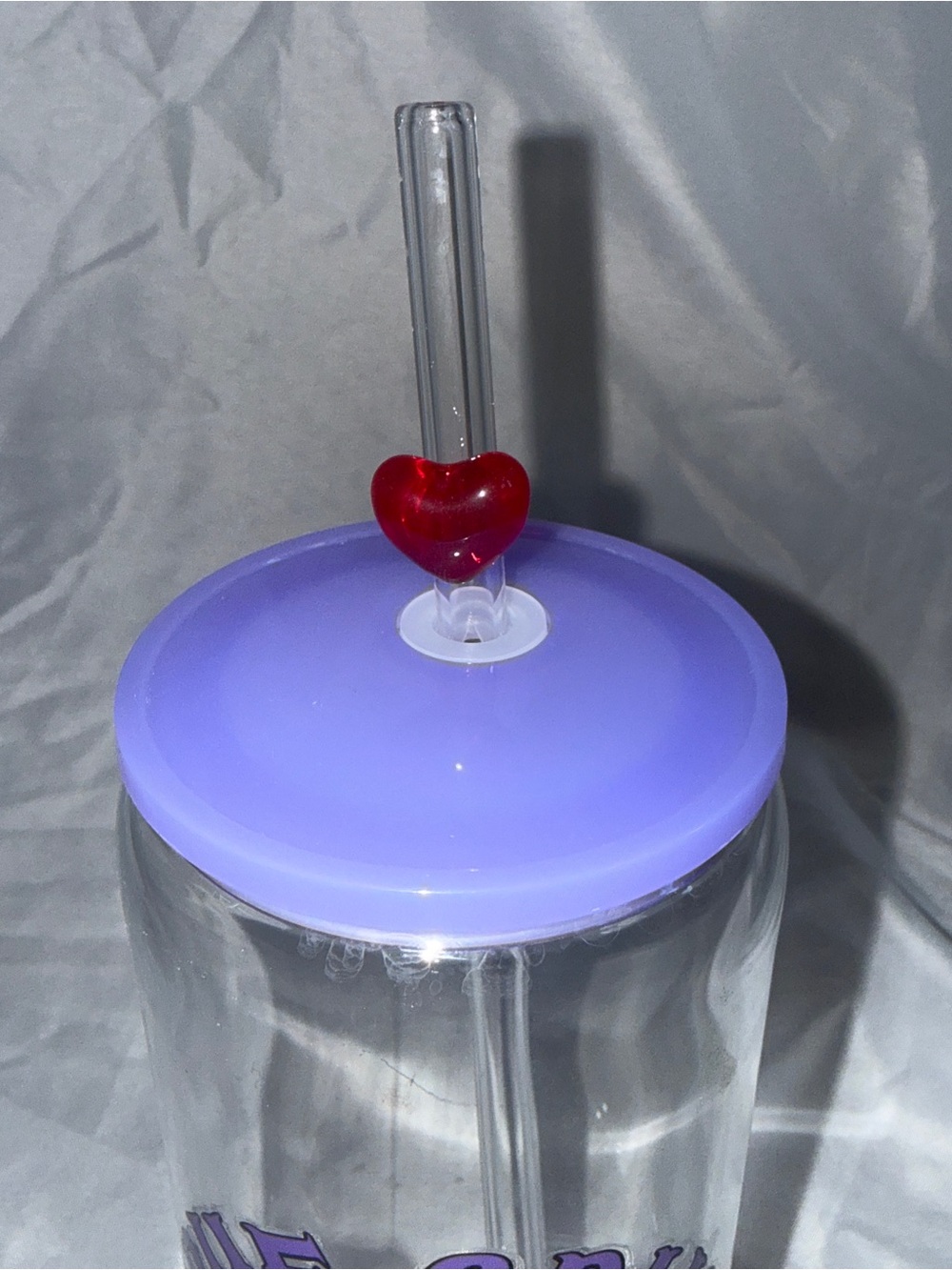 True Crime Society Purple Tumbler with Heart Straw - Picture 3 of 4